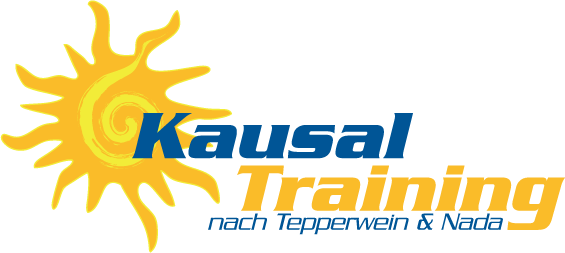 Logo „Kausal Training nach Tepperwein & Nada“ mit gelber Sonne