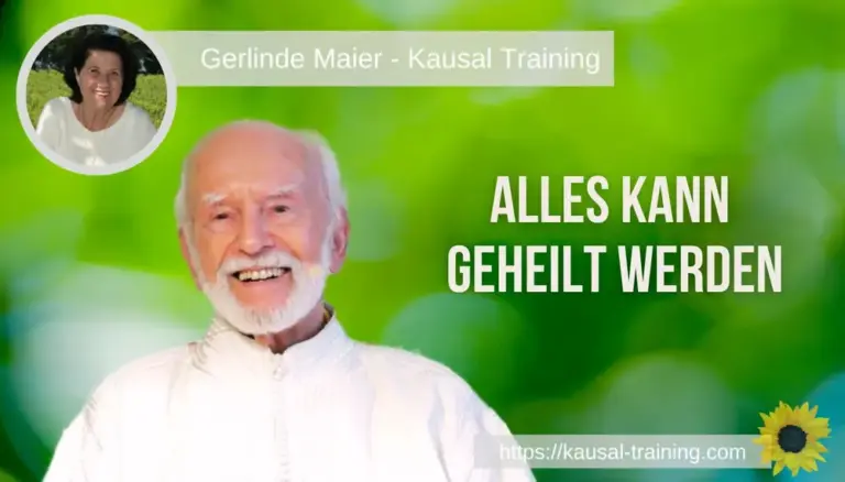 Titelbild „Alles kann geheilt werden“: Kurt Tepperwein vor grünem Hintergrund, oben links ein Porträt von Gerlinde Maier