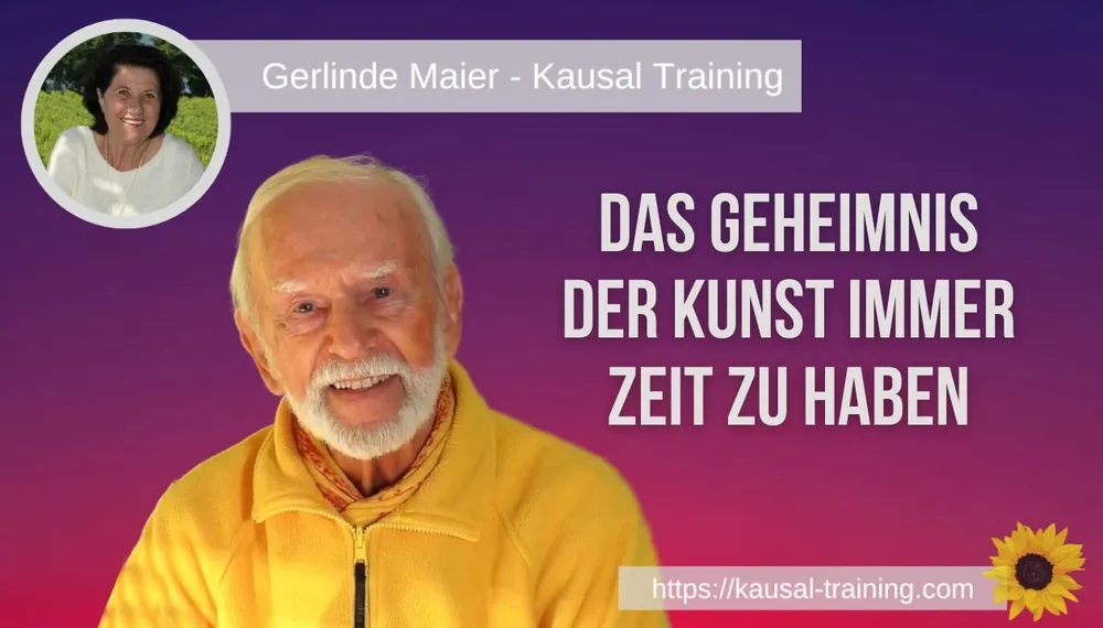 Titelbild „Das Geheimnis der Kunst, immer Zeit zu haben“: Kurt Tepperwein vor violett-rotem Hintergrund, oben links ein Porträt von Gerlinde Maier