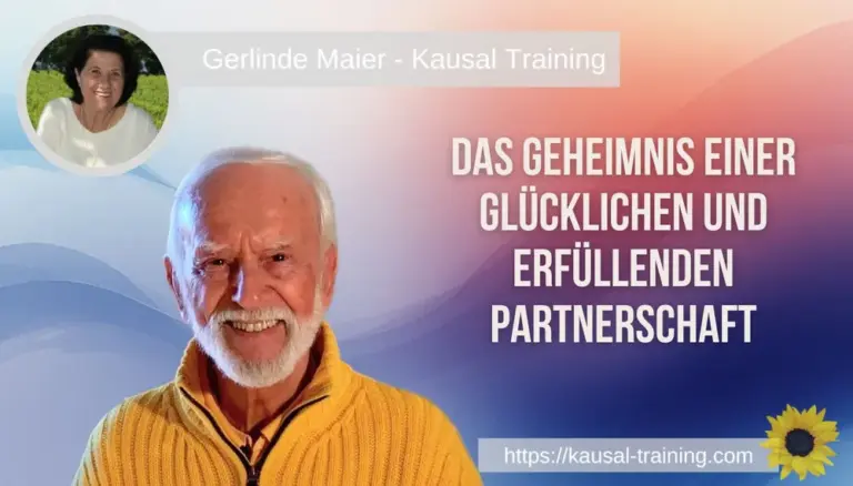 Titelbild „Das Geheimnis einer glücklichen und erfüllenden Partnerschaft“: Kurt Tepperwein vor zartem Farbverlauf, oben links ein Porträt von Gerlinde Maier