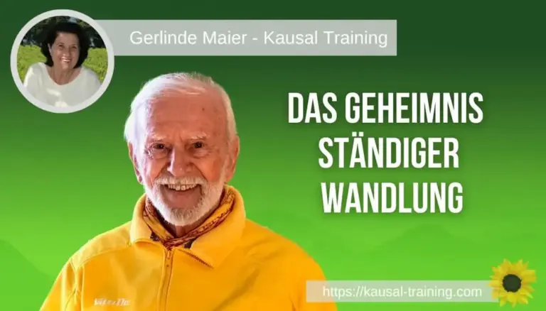 Titelbild „Das Geheimnis ständiger Wandlung“: Kurt Tepperwein vor grünem Hintergrund, oben links ein Porträt von Gerlinde Maier