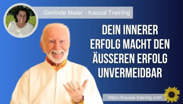 Titelbild „Dein innerer Erfolg macht den äußeren Erfolg unvermeidbar“: Kurt Tepperwein vor dunkelblauem Hintergrund, oben links ein Porträt von Gerlinde Maier