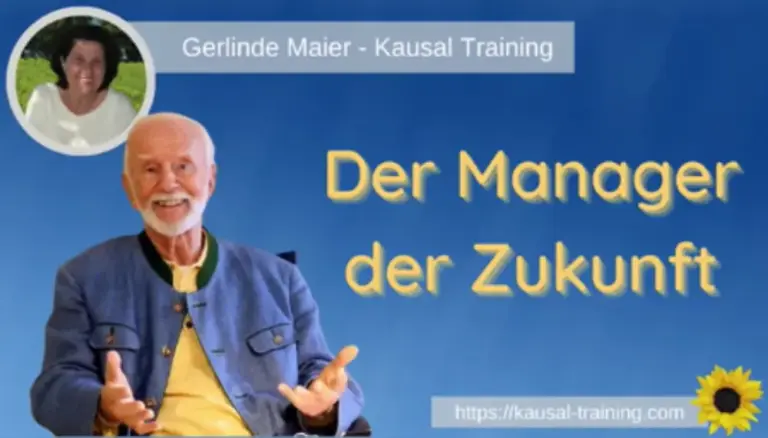 Titelbild „Der Manager der Zukunft“: Kurt Tepperwein in Trachtenjacke vor blauem Himmel, oben links ein Porträt von Gerlinde Maier