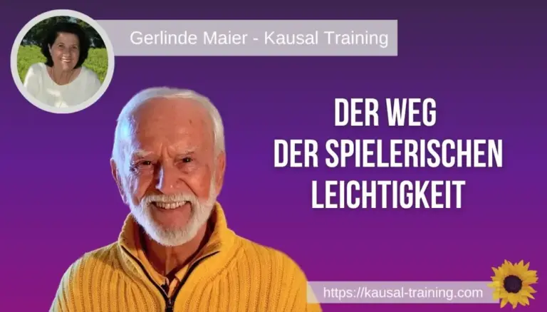 Titelbild „Der Weg der spielerischen Leichtigkeit“: Kurt Tepperwein vor violettem Hintergrund, oben links ein Porträt von Gerlinde Maier
