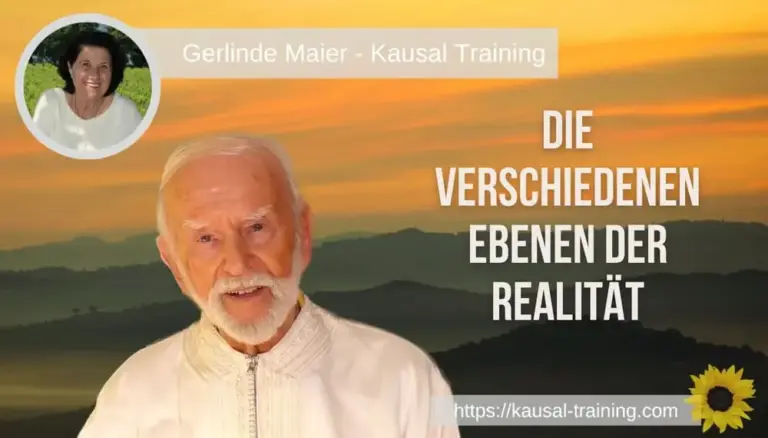 Titelbild „Die verschiedenen Ebenen der Realität“: Kurt Tepperwein vor Bergen im Abendlicht, oben links ein Porträt von Gerlinde Maier