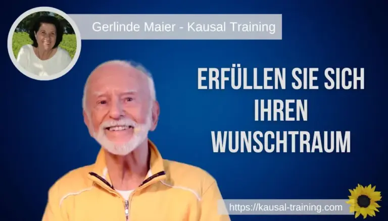 Titelbild „Erfüllen Sie sich Ihren Wunschtraum“: Kurt Tepperwein vor dunkelblauem Hintergrund, oben links ein Porträt von Gerlinde Maier