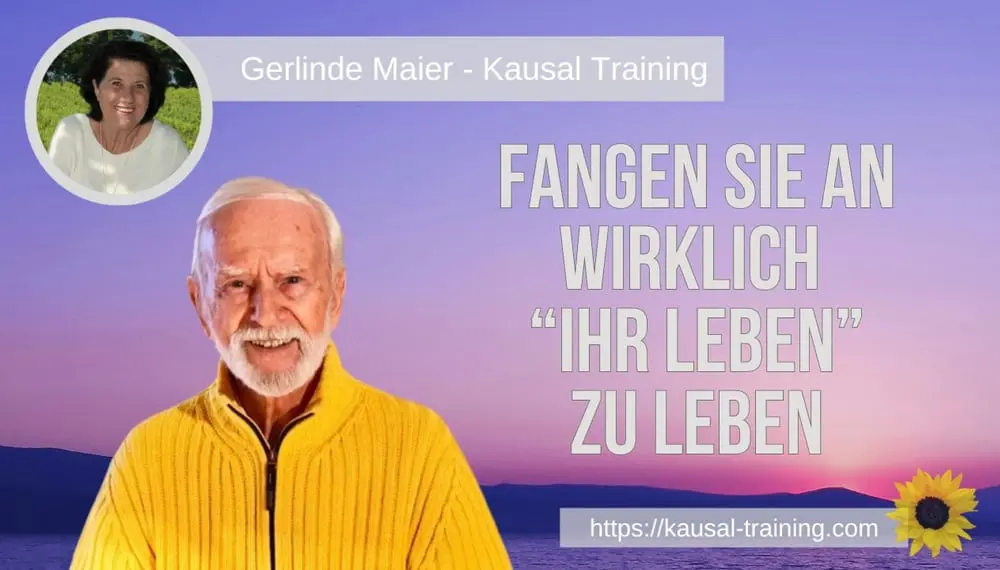 Titelbild „Fangen Sie an, wirklich Ihr Leben zu leben“: Kurt Tepperwein vor See im Abendlicht, oben links ein Porträt von Gerlinde Maier