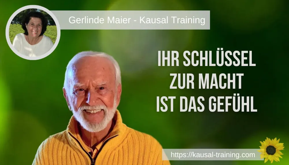 Titelbild „Ihr Schlüssel zur Macht ist das Gefühl“: Kurt Tepperwein vor dunkelgrünem Hintergrund, oben links ein Porträt von Gerlinde Maier