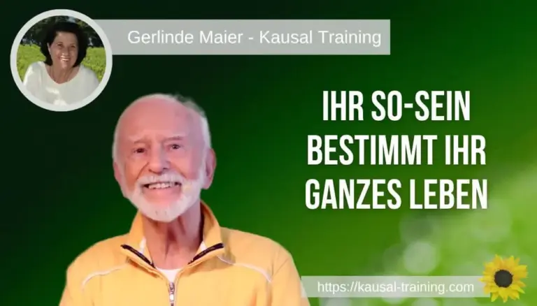Titelbild „Ihr SO-SEIN bestimmt Ihr ganzes Leben“: Kurt Tepperwein vor grünem Hintergrund, oben links ein Porträt von Gerlinde Maier