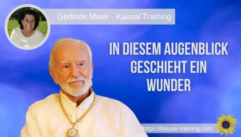 Titelbild „In diesem Augenblick geschieht ein Wunder“: Kurt Tepperwein vor blauem Hintergrund, oben links ein Porträt von Gerlinde Maier