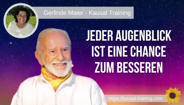 Titelbild „Jeder Augenblick ist eine Chance zum Besseren“: Kurt Tepperwein vor violettem Sternenhimmel, oben links ein Porträt von Gerlinde Maier