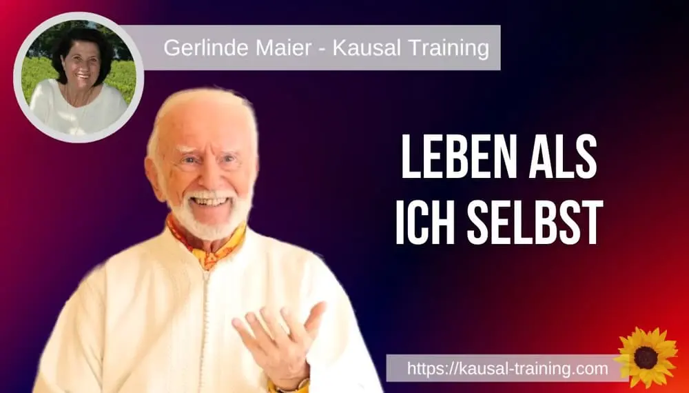 Titelbild „Leben als ICH SELBST“: Kurt Tepperwein vor dunkelrotem Hintergrund, oben links ein Porträt von Gerlinde Maier