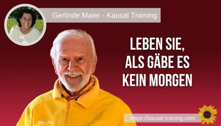 Titelbild „Leben Sie, als gäbe es kein Morgen“: Kurt Tepperwein vor dunkelrotem Hintergrund, oben links ein Porträt von Gerlinde Maier