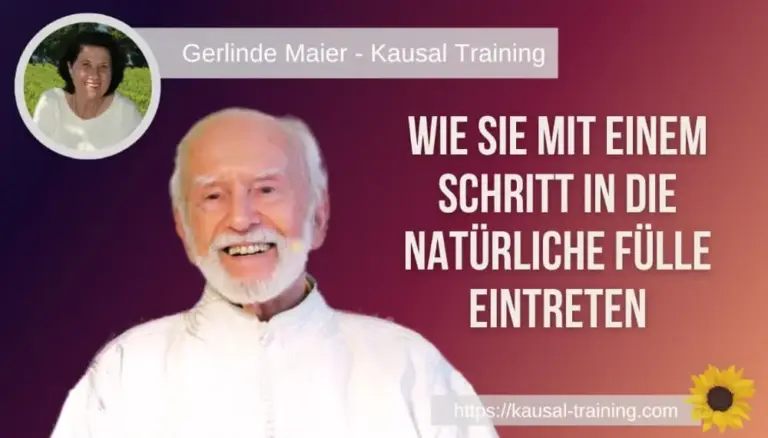 Titelbild „Wie Sie mit einem Schritt in die natürliche Fülle eintreten“: Kurt Tepperwein vor dunkelrotem Hintergrund, oben links ein Porträt von Gerlinde Maier