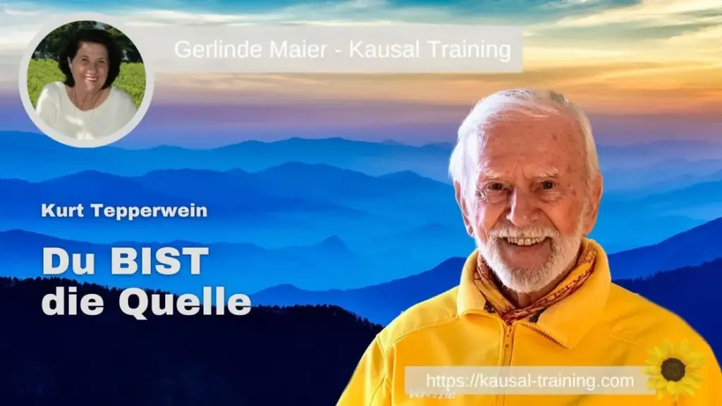 Kurt Tepperwein vor blau schimmernden Bergketten, Vorschaubild des Videos „Du BIST die Quelle“