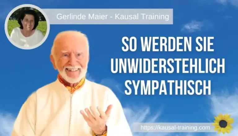 Titelbild „So werden Sie unwiderstehlich sympathisch“: Kurt Tepperwein vor blauem Himmel, oben links ein Porträt von Gerlinde Maier
