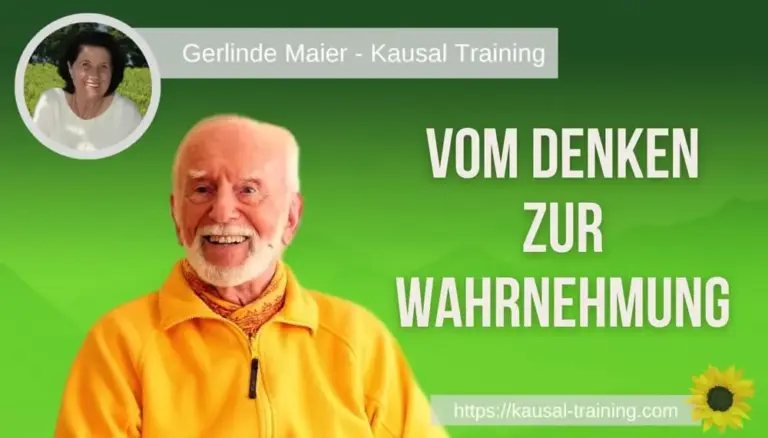 Titelbild „Vom Denken zur Wahrnehmung“: Kurt Tepperwein vor grünem Hintergrund, oben links ein Porträt von Gerlinde Maier