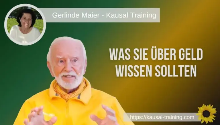 Titelbild „Was Sie über Geld wissen sollten“: Kurt Tepperwein vor grün-goldenem Hintergrund, oben links ein Porträt von Gerlinde Maier