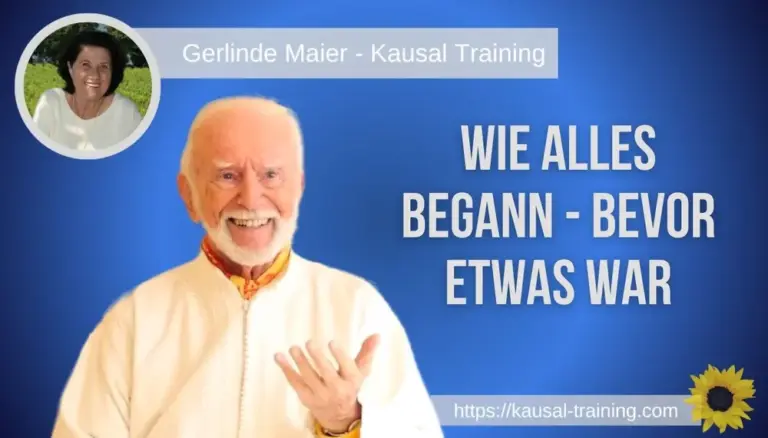 Titelbild „Wie alles begann – bevor etwas war“: Kurt Tepperwein vor blauem Hintergrund, oben links ein Porträt von Gerlinde Maier