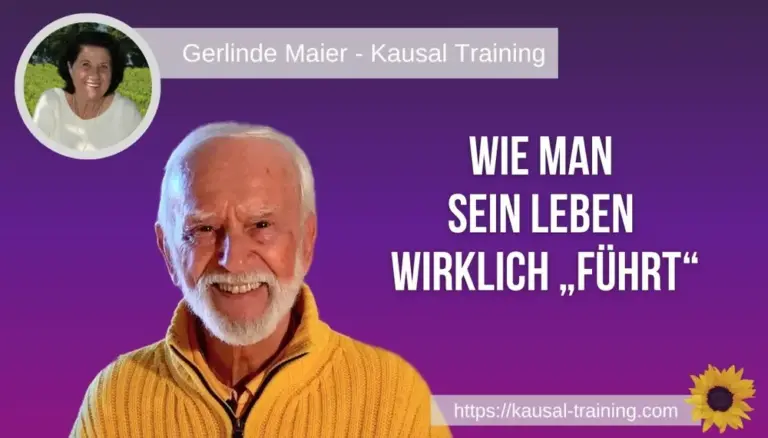 Titelbild „Wie man sein Leben wirklich „führt““: Kurt Tepperwein vor violettem Hintergrund, oben links ein Porträt von Gerlinde Maier
